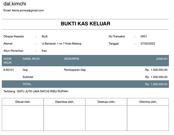 Bukti kas keluar